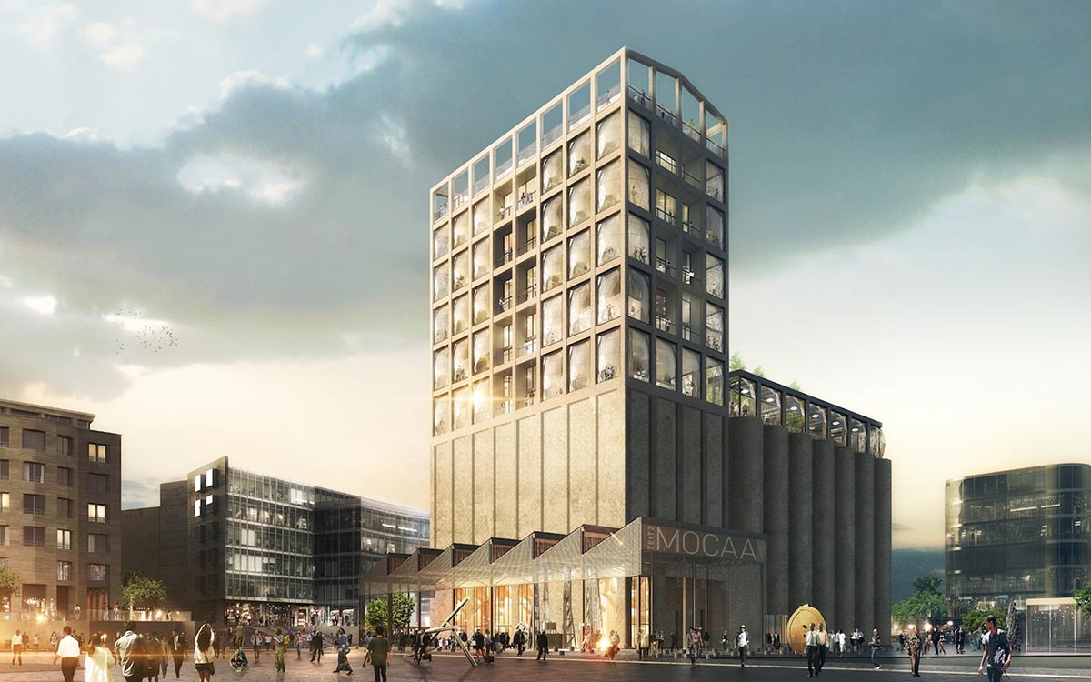 A preview of the exterior of Zeitz MOCAA, housed in an old grain silo on Cape Town's Waterfront